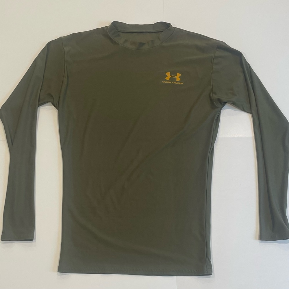 Under Armour Men's Compression Heatgear T-Shirt Green, Long Sleeve, Size Large